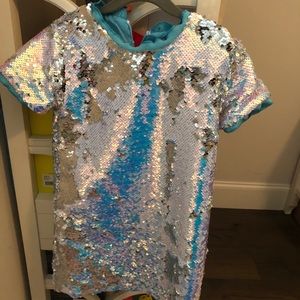 Lola and the Boys silver sequin dress